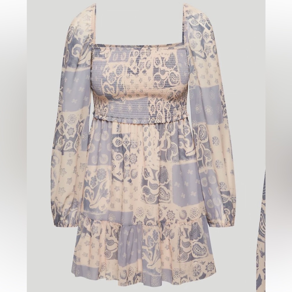 Aritzia Tempest Mini Dress Sz Sm Chiffon Ruffle Pattern NWOT